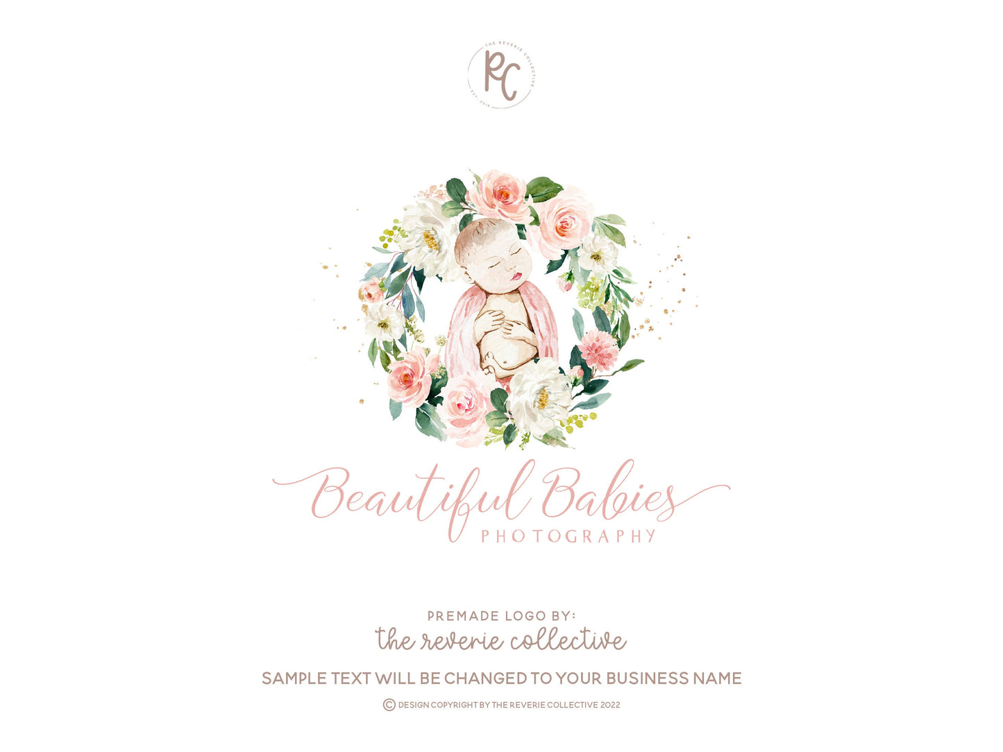 Beautiful Babies | Premade Logo Design | Newborn, Midwife, Doula, Maternity, Floral