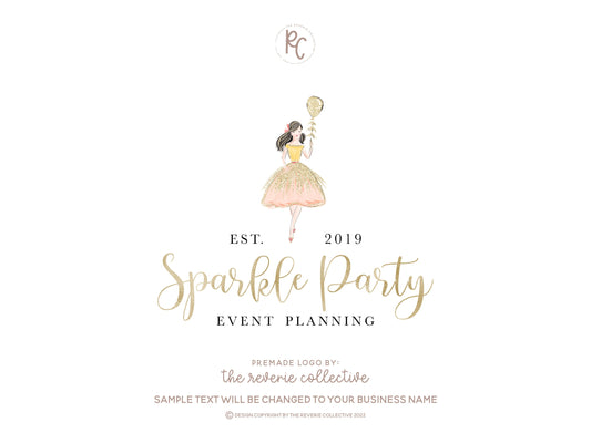 Sparkle Party | Premade Logo Design | Girl, Event Planner, Wedding, Balloon, Fashion