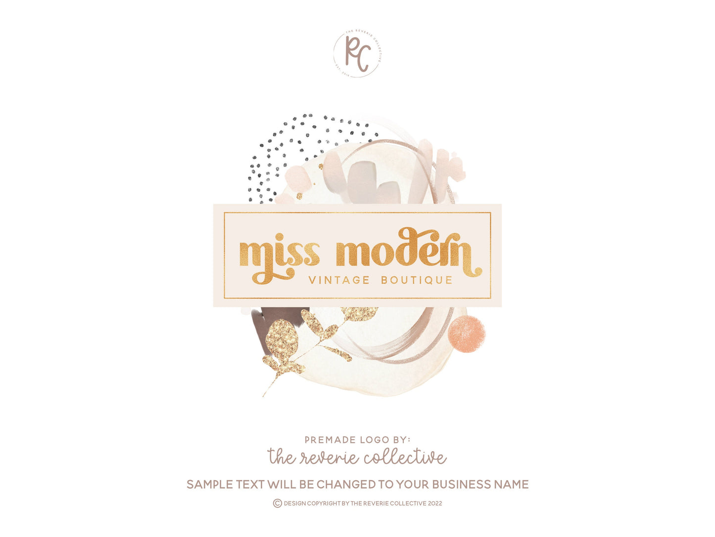 Miss Modern | Premade Logo Design | Boho, Midcentury, Neutral Abstract