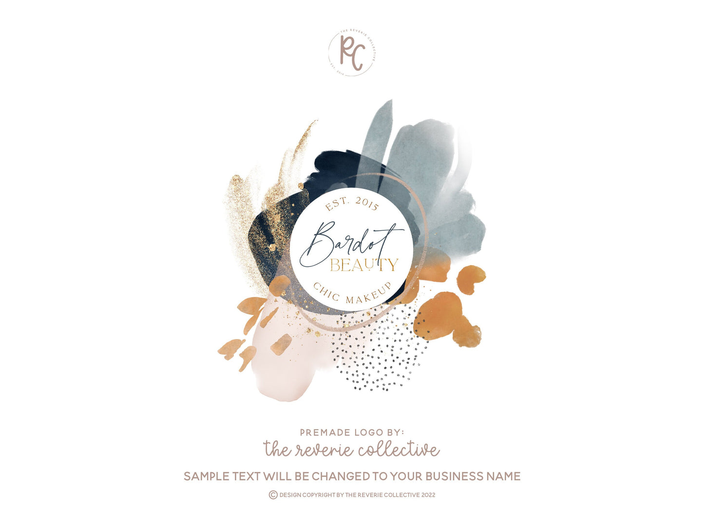 Bardot Beauty | Premade Logo Design | Boho, Messy Abstract, Midcentury Modern