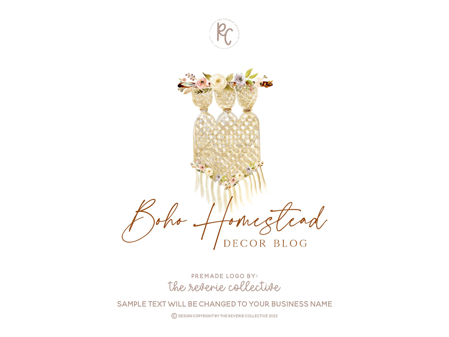 Boho Homestead | Premade Logo Design | Macrame, Bohemian, Yarn Weave, Wall Hanging