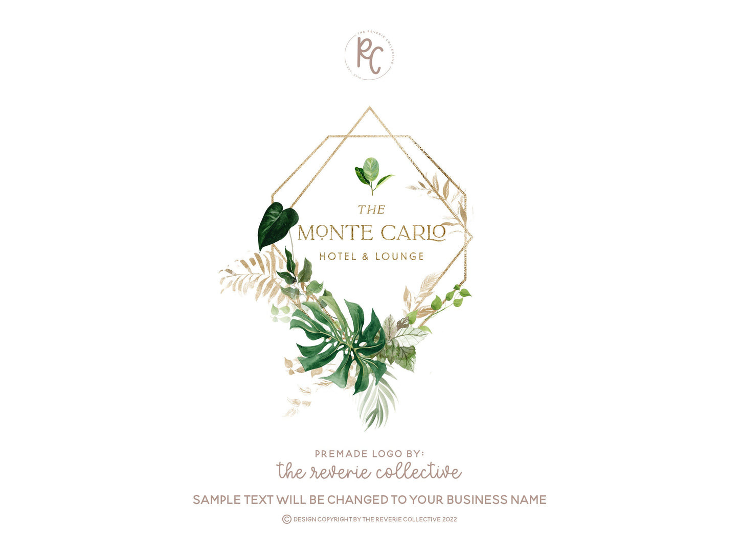 The Monte Carlo | Premade Logo Design | Greenery, Palm Frond, Art Deco, Geometric