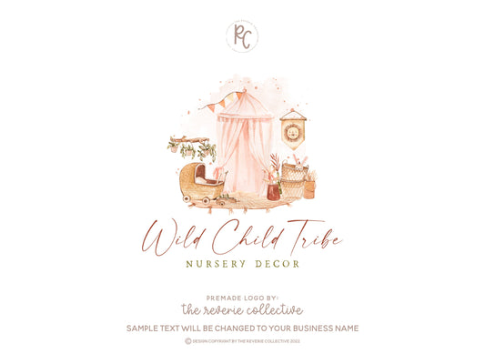 Wild Child Tribe | Premade Logo Design | Nursery, Bohemian, Newborn, Boho, Decor