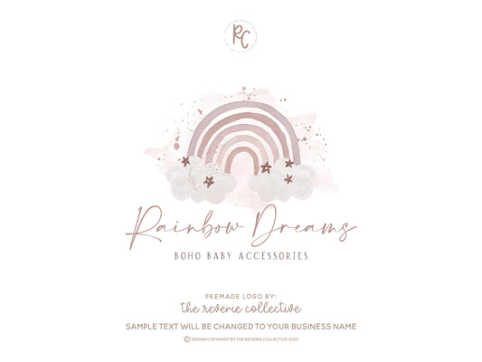 Rainbow Dreams | Premade Logo Design | Pastel, Boho, Cloud, Baby, Star, Children's