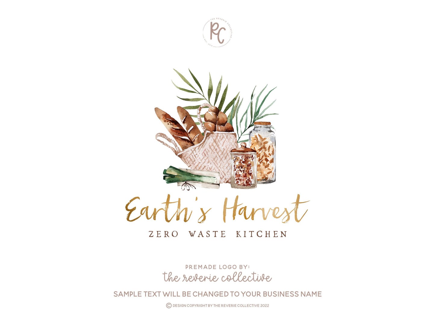 Earth's Harvest | Premade Logo Design | Bread Loaves, Groceries, Zero Waste, Organic