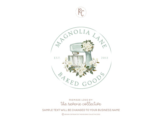 Magnolia Lane | Premade Logo Design | Bakery, Mixer, Baking