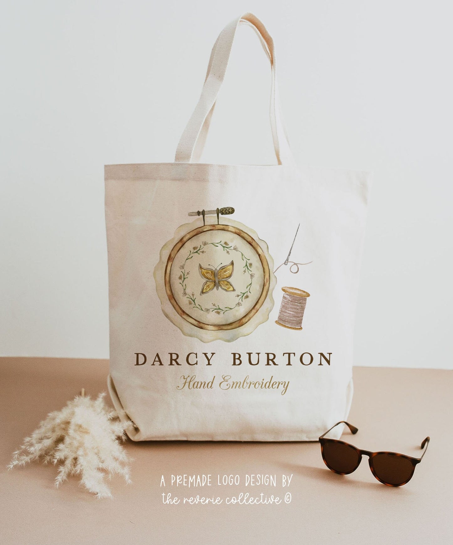 Darcy Burton | Premade Logo Design | Embroidery Hoop, Sewing, Thread