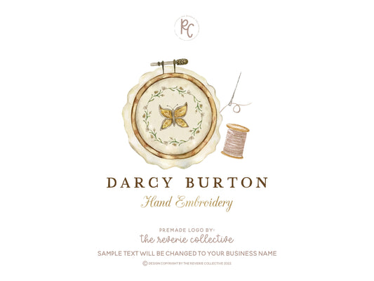 Darcy Burton | Premade Logo Design | Embroidery Hoop, Sewing, Thread
