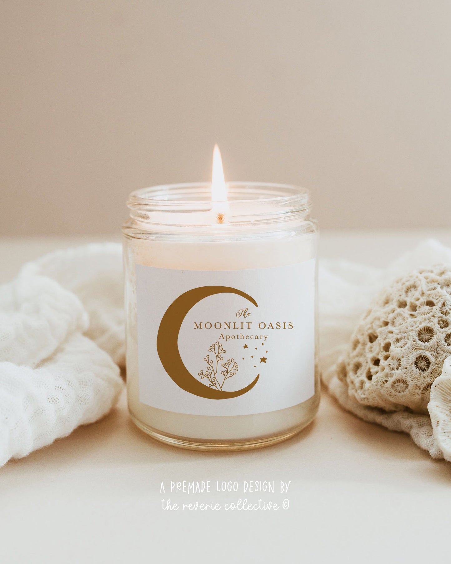 Moonlit Oasis | Premade Logo Design | Crescent Moon, Bohemian, Mystical