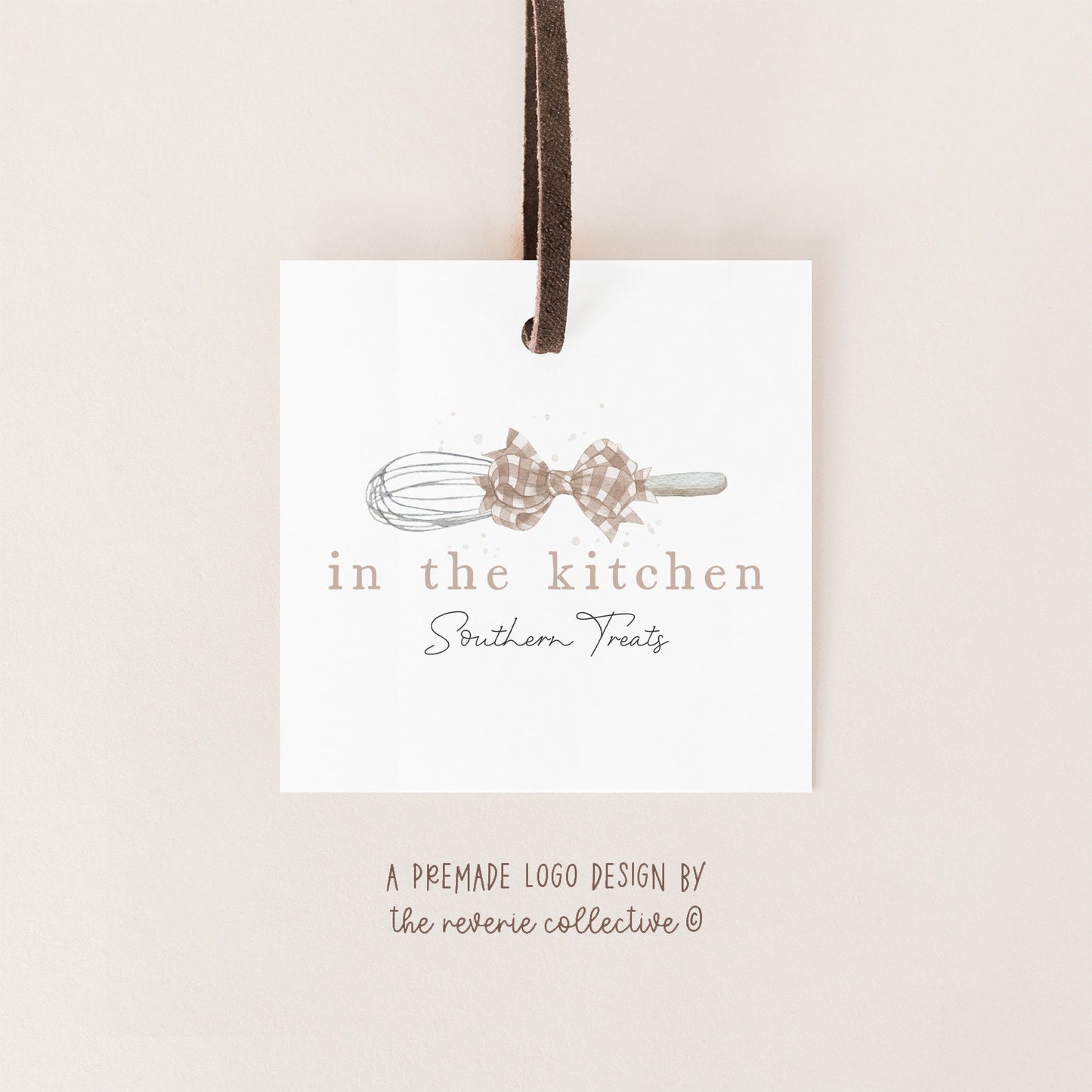 In The Kitchen | Premade Logo Design | Whisk, Plaid Bow, Kitchen, Southern, Farmhouse