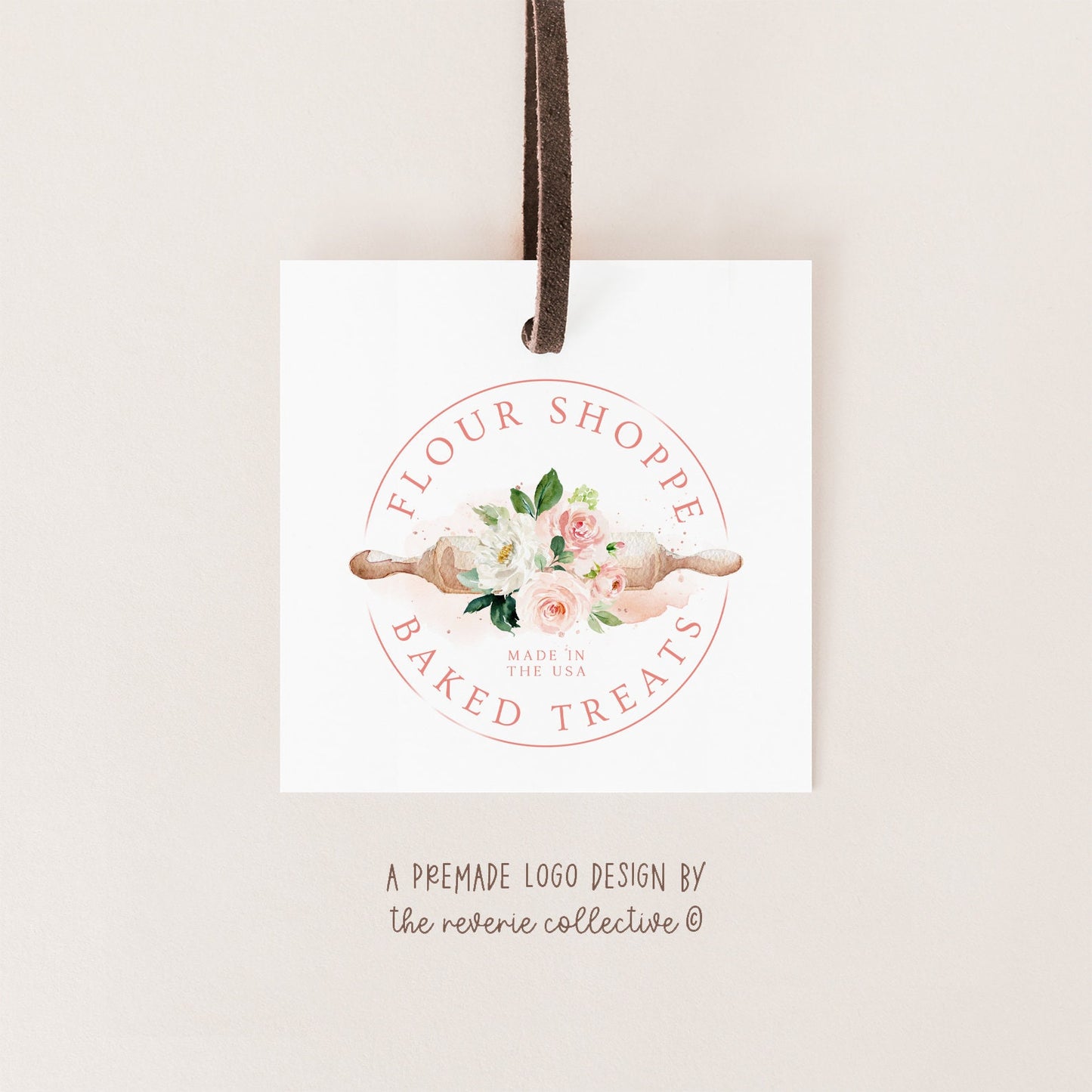 Flour Shoppe | Premade Logo Design | Bakery, Rolling Pin, Baking, Girly