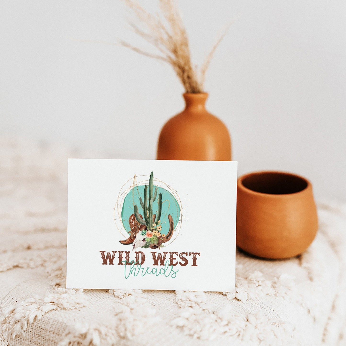 Wild West Threads | Premade Logo Design | Cactus, Desert, Boho, Cowboy Boot