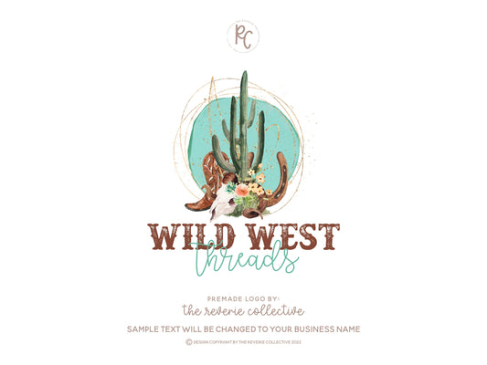 Wild West Threads | Premade Logo Design | Cactus, Desert, Boho, Cowboy Boot