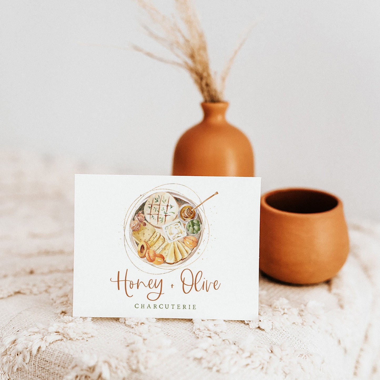Honey + Olive | Premade Logo Design | Charcuterie, Cheese Board, Brie, Herb
