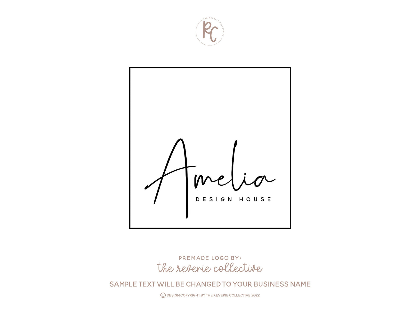 Amelia Design House | Premade Logo Design | Square, Minimal, Modern, Contemporary