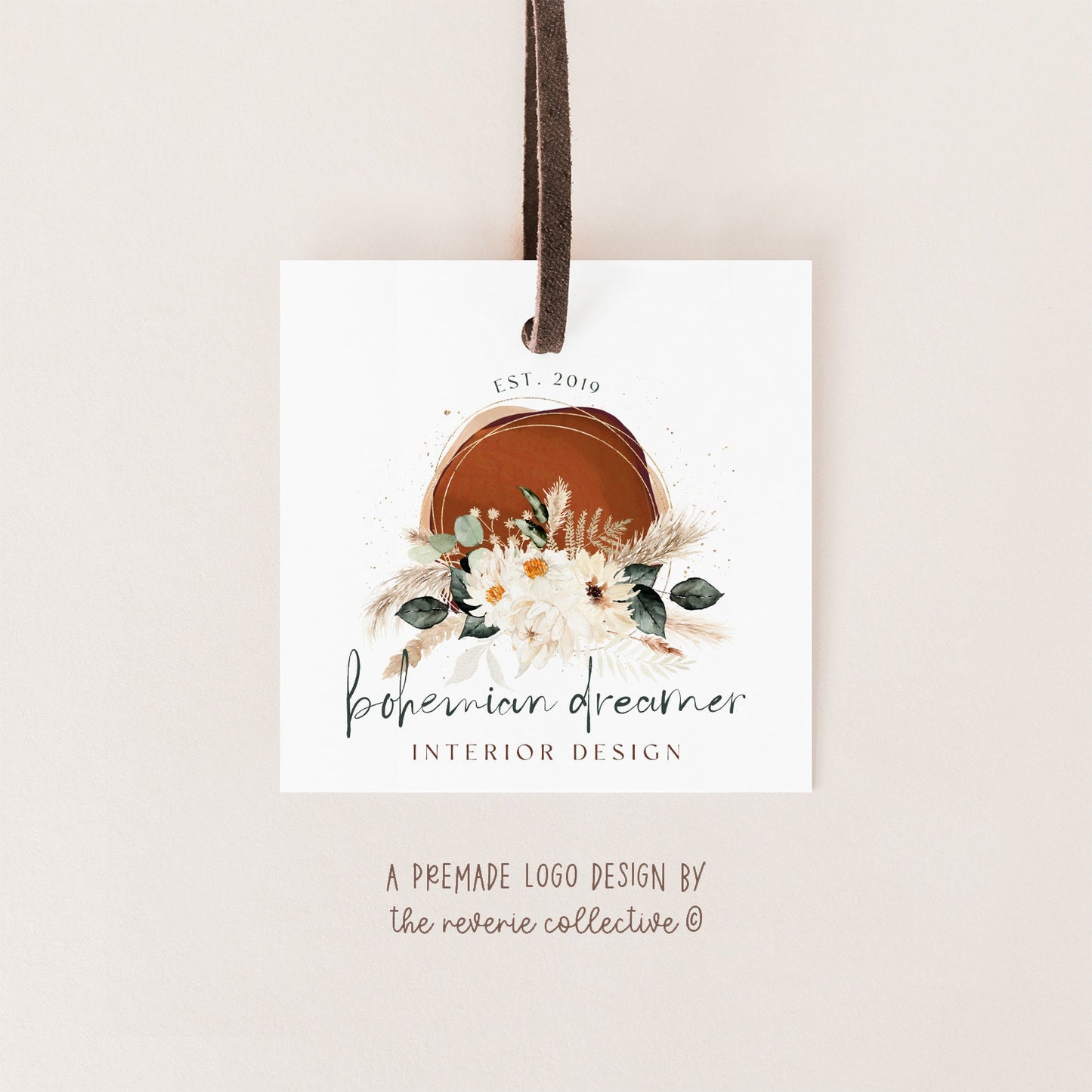 Bohemian Dreamer | Premade Logo Design | Boho, Pampas Grass, Daisy