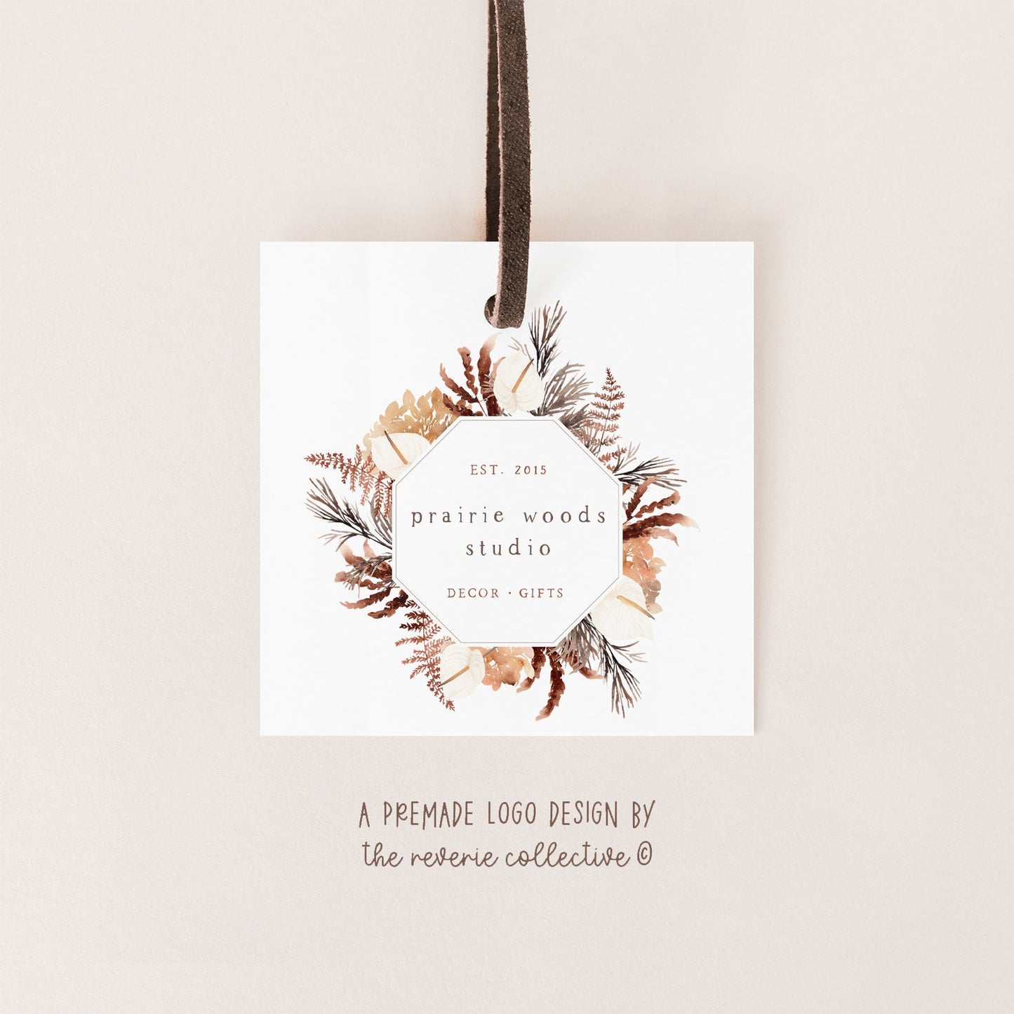 Prairie Woods Studio | Premade Logo Design | Boho, Pampas Grass, Calla Lily