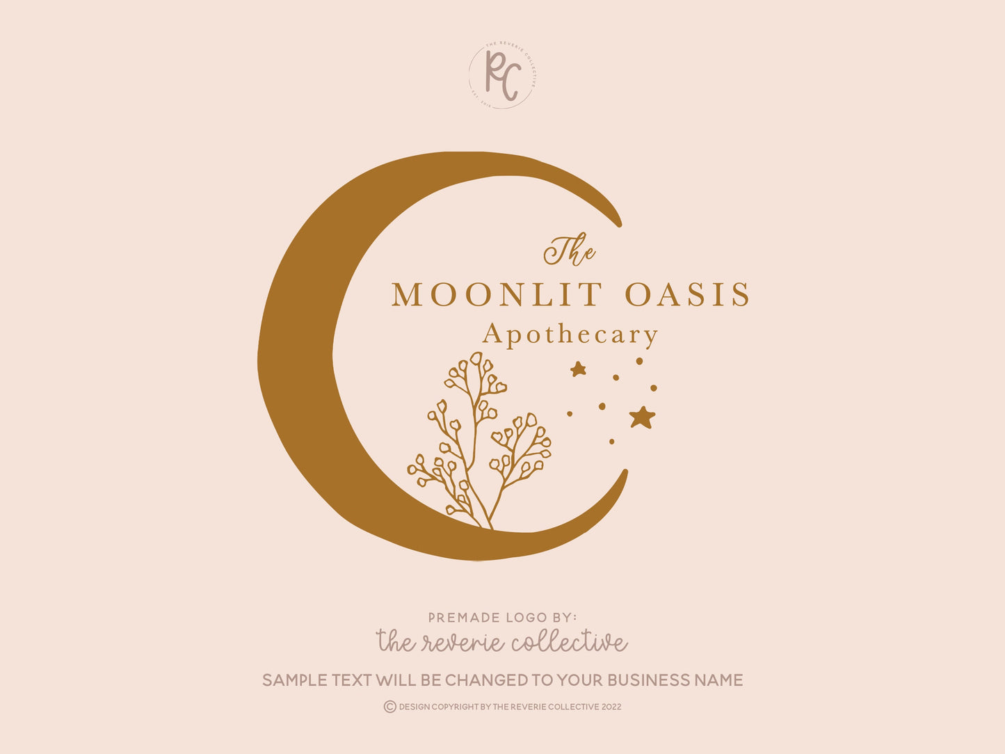 Moonlit Oasis | Premade Logo Design | Crescent Moon, Bohemian, Mystical