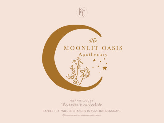 Moonlit Oasis | Premade Logo Design | Crescent Moon, Bohemian, Mystical