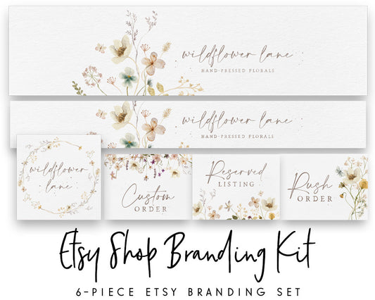 Wildflower Lane | Etsy Shop Branding Kit | Floral, Cottagecore, Farmhouse