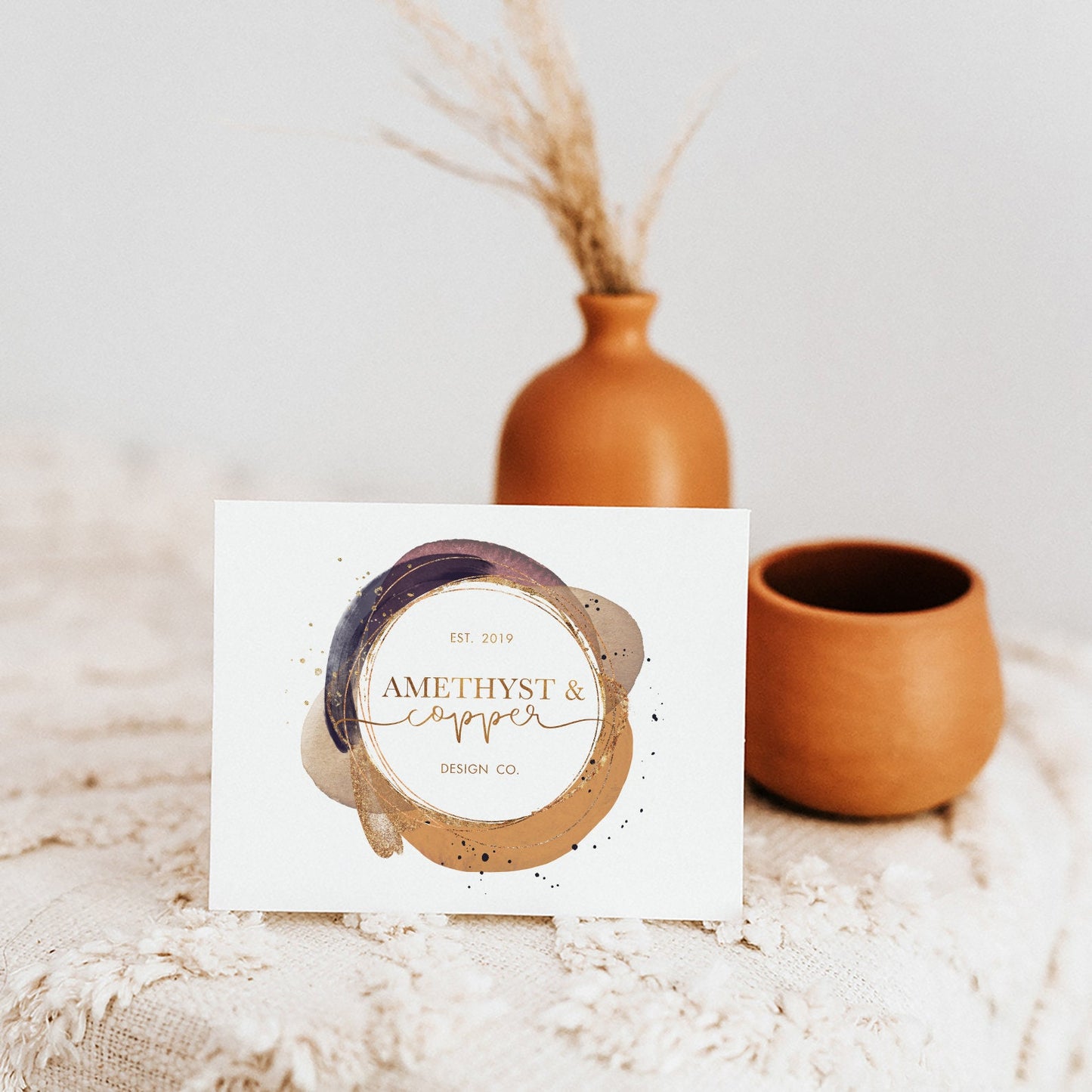 Amethyst & Copper | Premade Logo Design | Bohemian, Abstract, Modern Boho