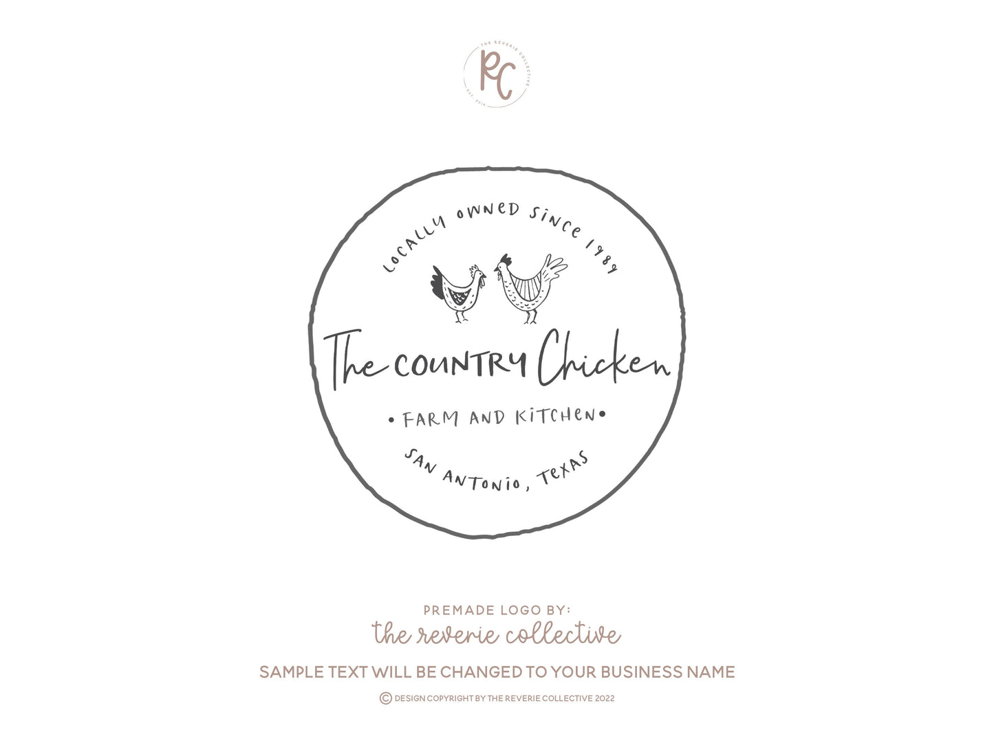 The Country Chicken | Premade Logo Design | Hen, Rustic Farmhouse, Country Farm