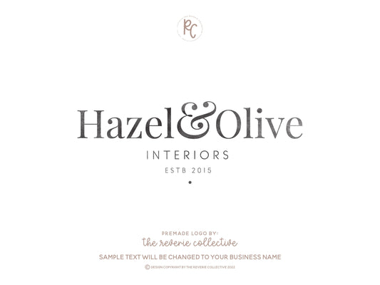 Hazel & Olive | Premade Logo Design | Ampersand, Text Only, Rustic