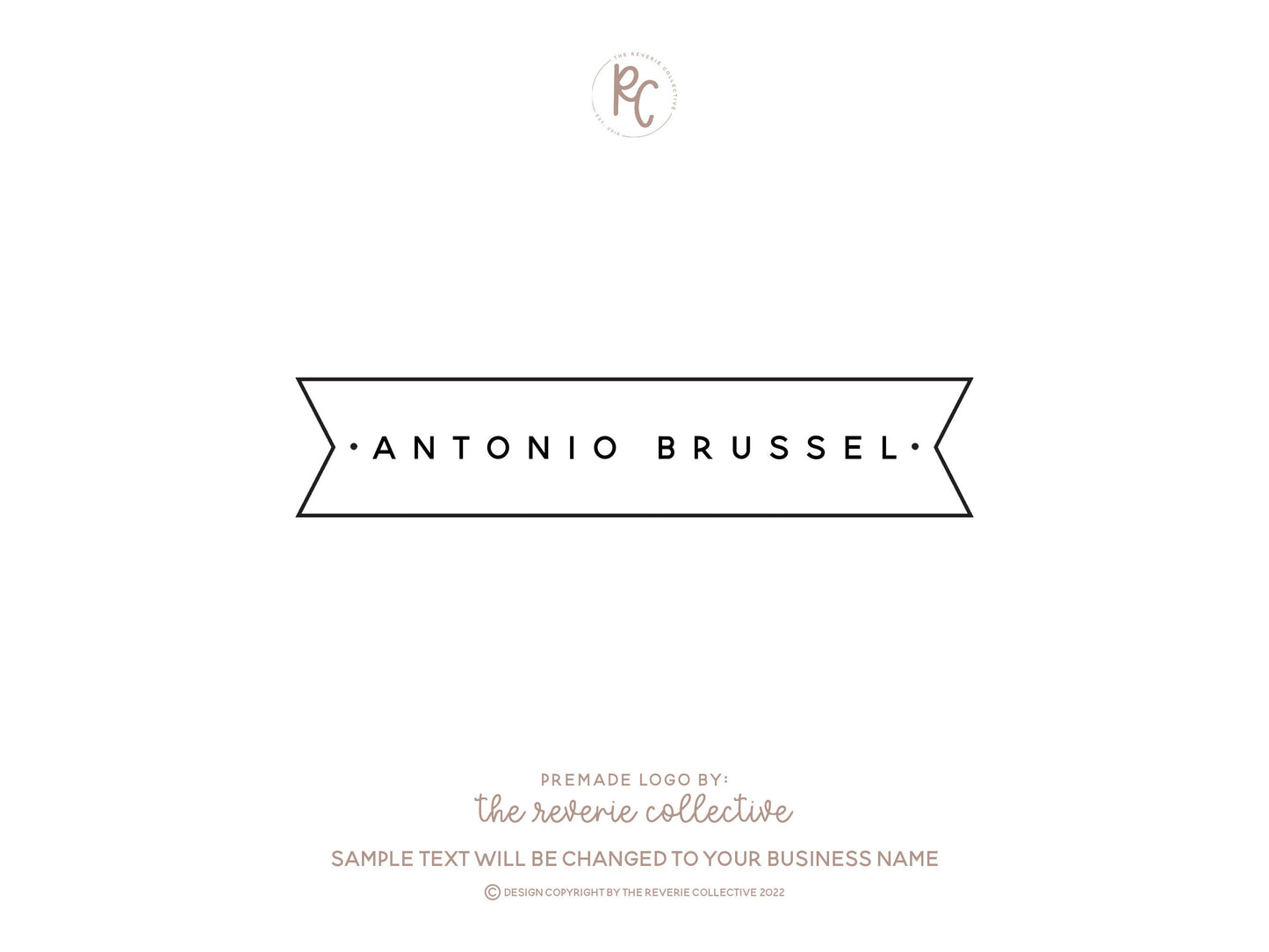 Antonio Brussel | Premade Logo Design | Minimal, Masculine, Banner, Ribbon