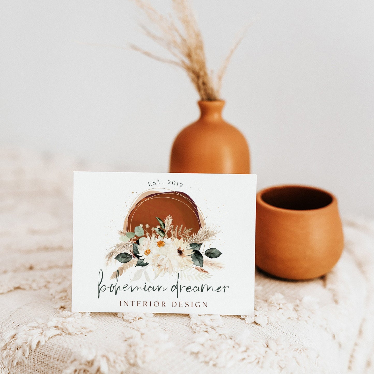 Bohemian Dreamer | Premade Logo Design | Boho, Pampas Grass, Daisy