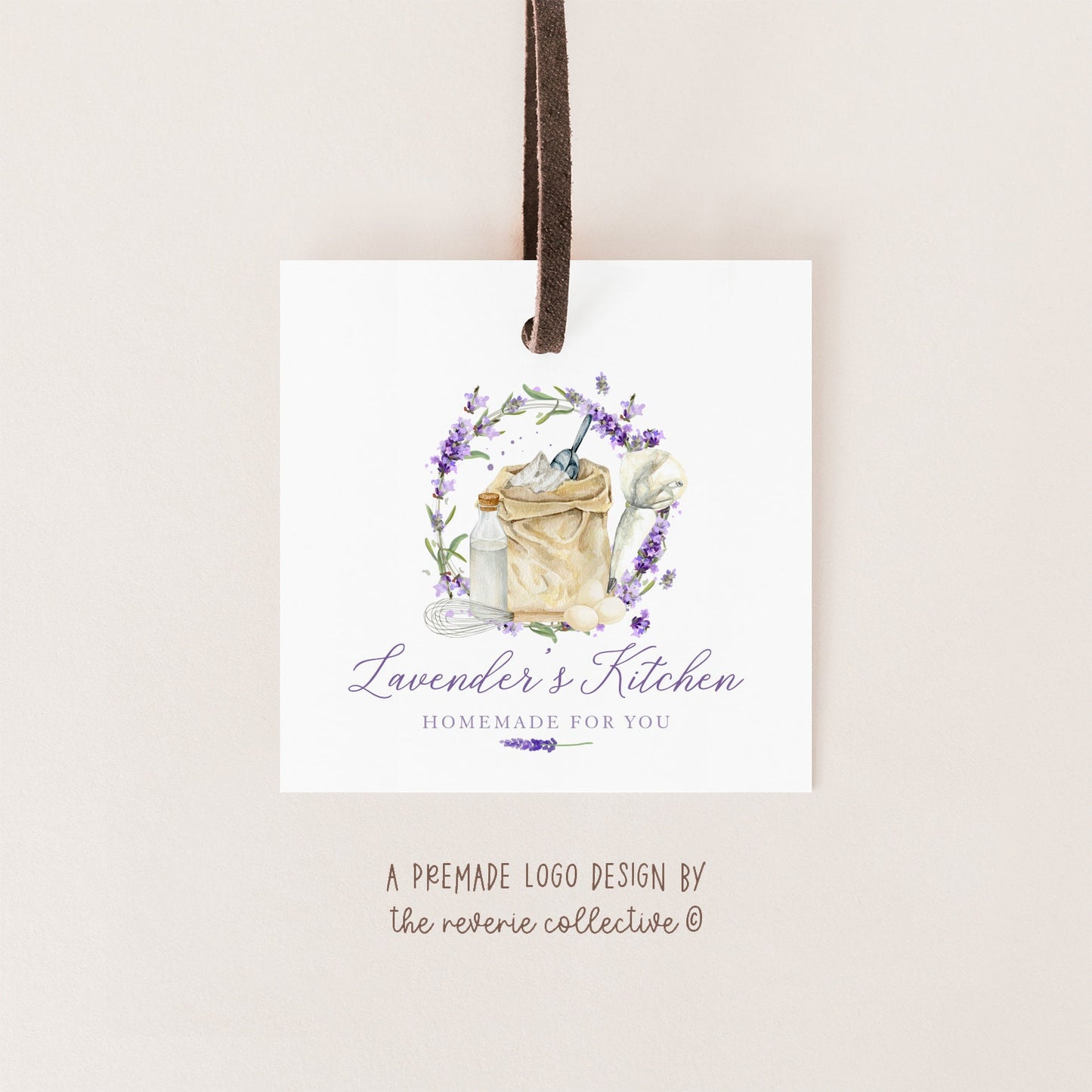 Lavender's Kitchen | Premade Logo Design | Baking, Lavender, Whisk, Flour