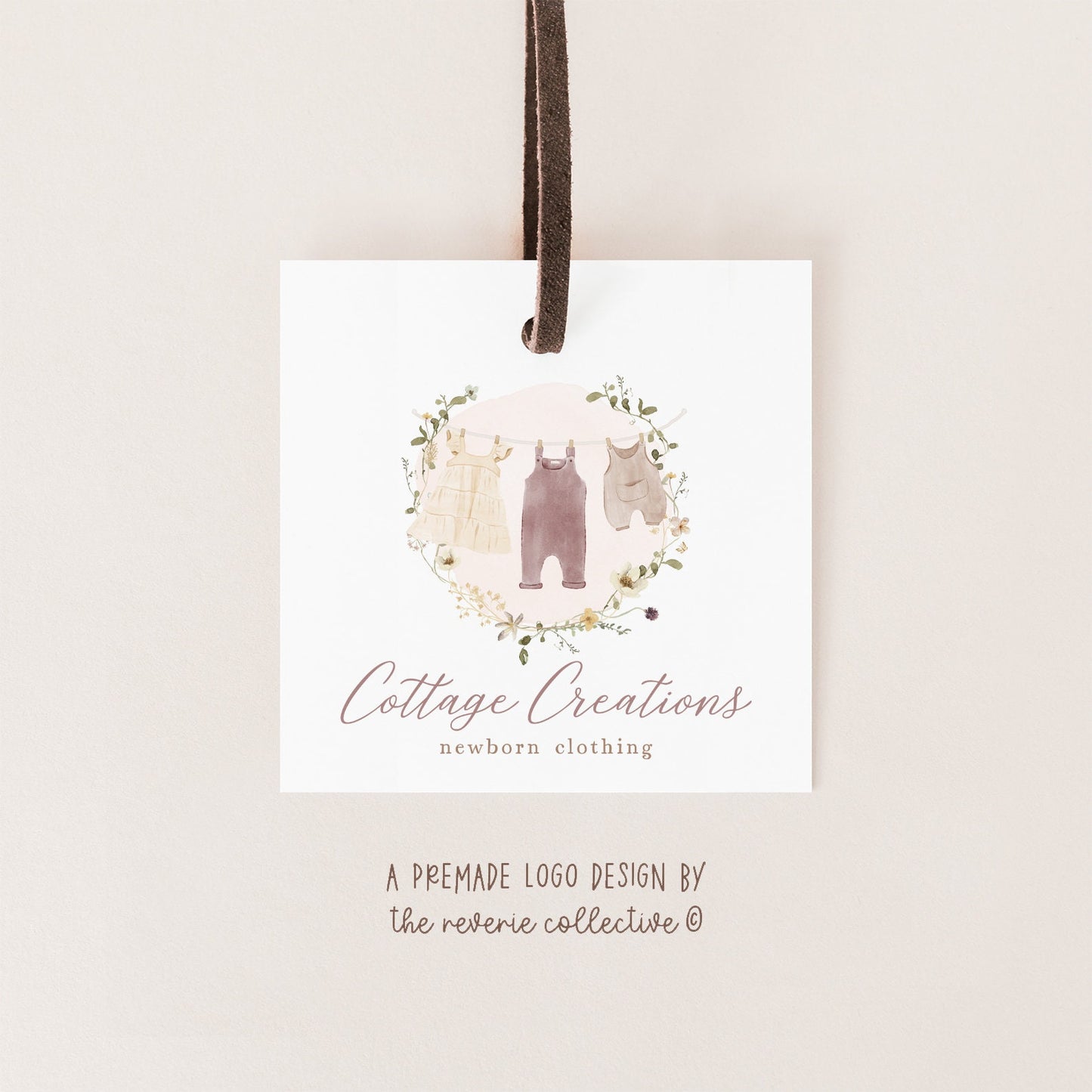 Cottage Creations | Premade Logo Design | Baby Clothes, Newborn Romper, Clothesline