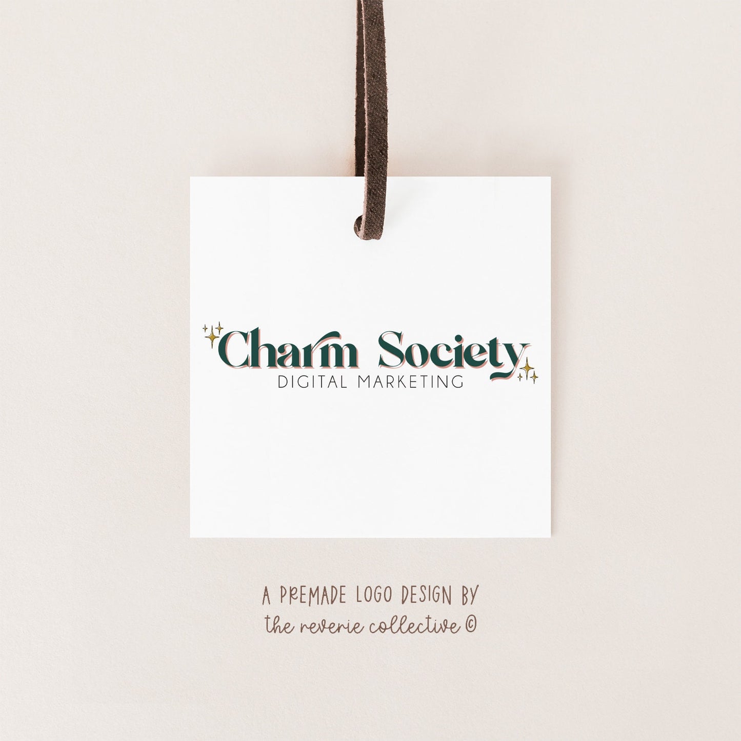 Charm Society | Premade Logo Design | Retro Boho, Mid Century, Sparkle, Modern Bohemian