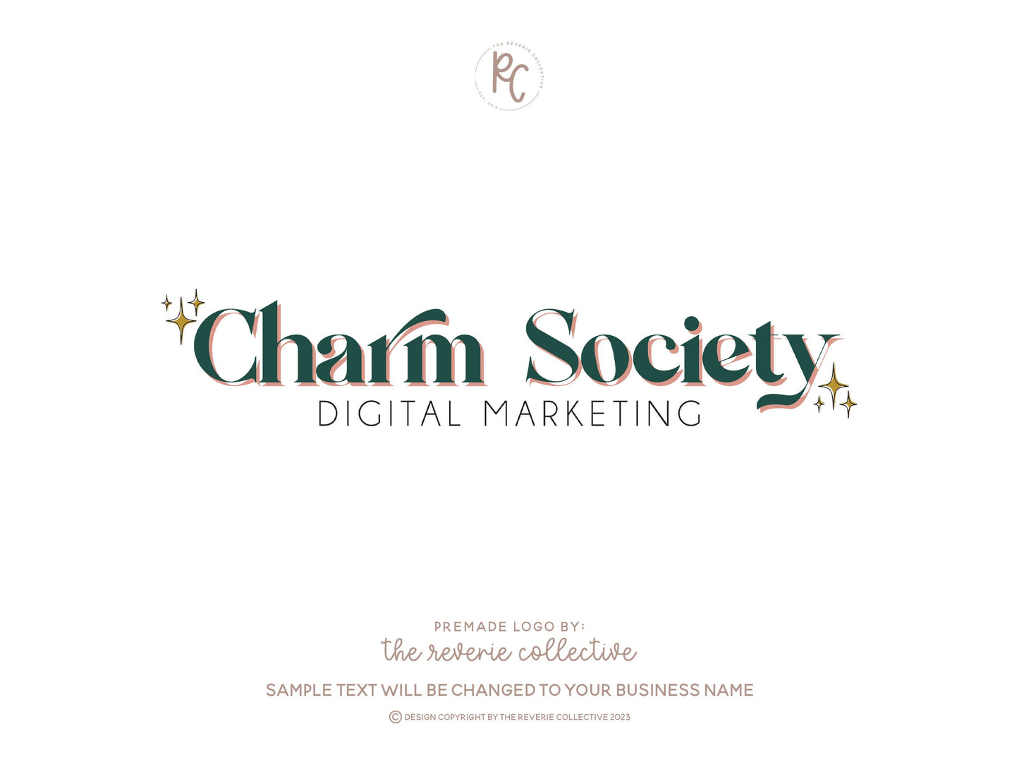 Charm Society | Premade Logo Design | Retro Boho, Mid Century, Sparkle, Modern Bohemian