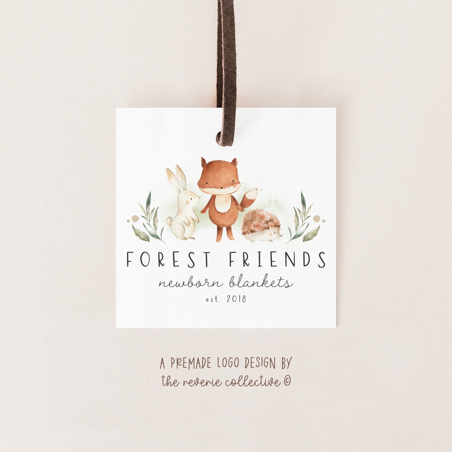 Forest Friends | Premade Logo Design | Hedgehog, Fox, Bunny Rabbit
