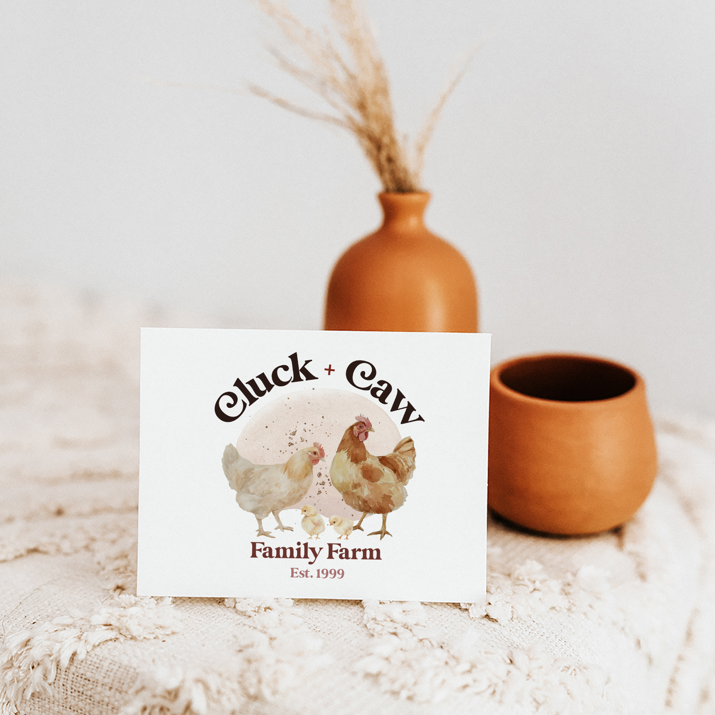 Cluck & Caw | Premade Logo Design | Chicken Farm, Rooster Chicks, Hen Ranch, Rustic Farmhouse