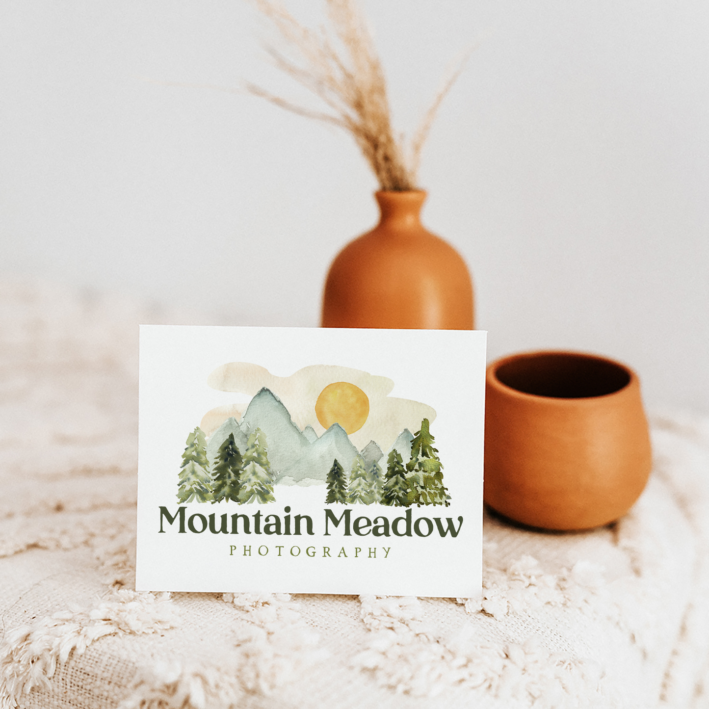 Mountain Meadow | Premade Logo Design | Forest, Woodland, Rustic, Sun, Photography, Nature