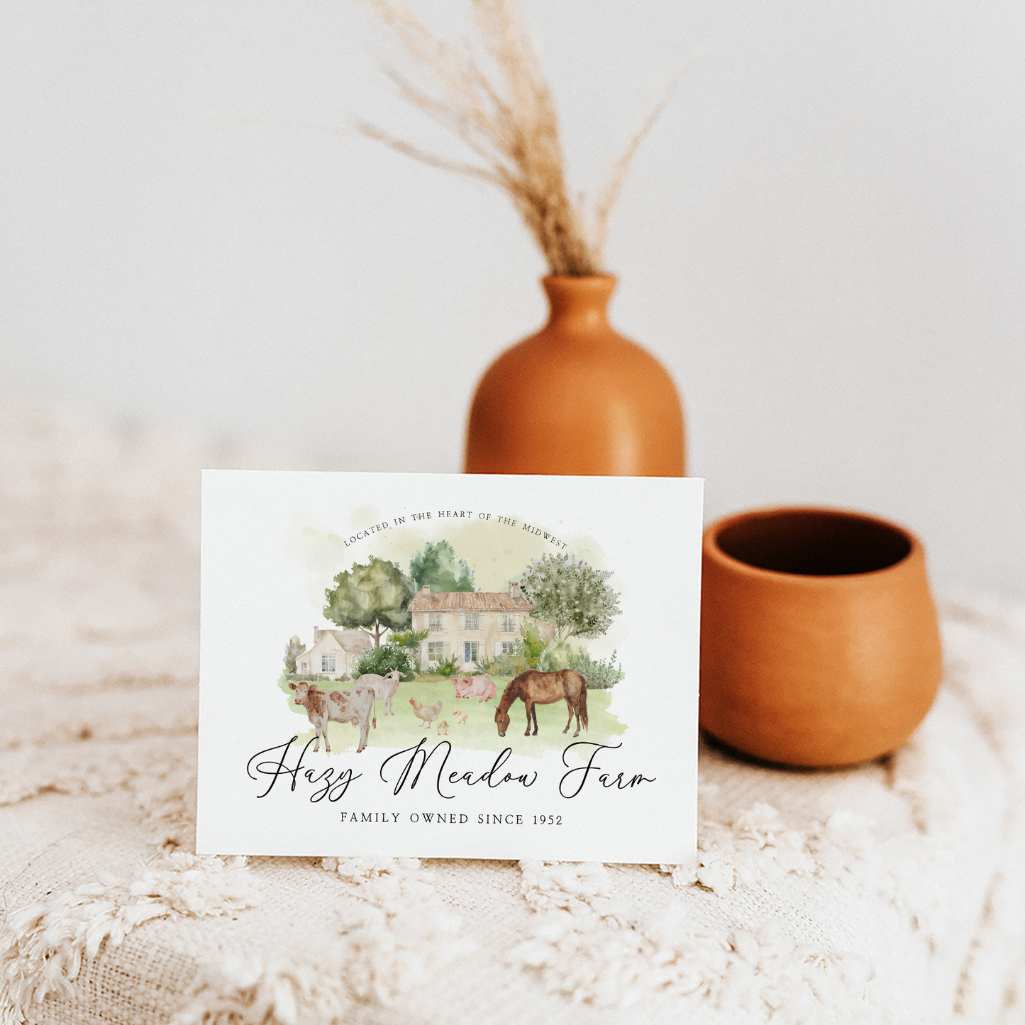 Hazy Meadow Farm | Premade Logo Design | Rustic Farm, Baby Animal, Vintage Homestead