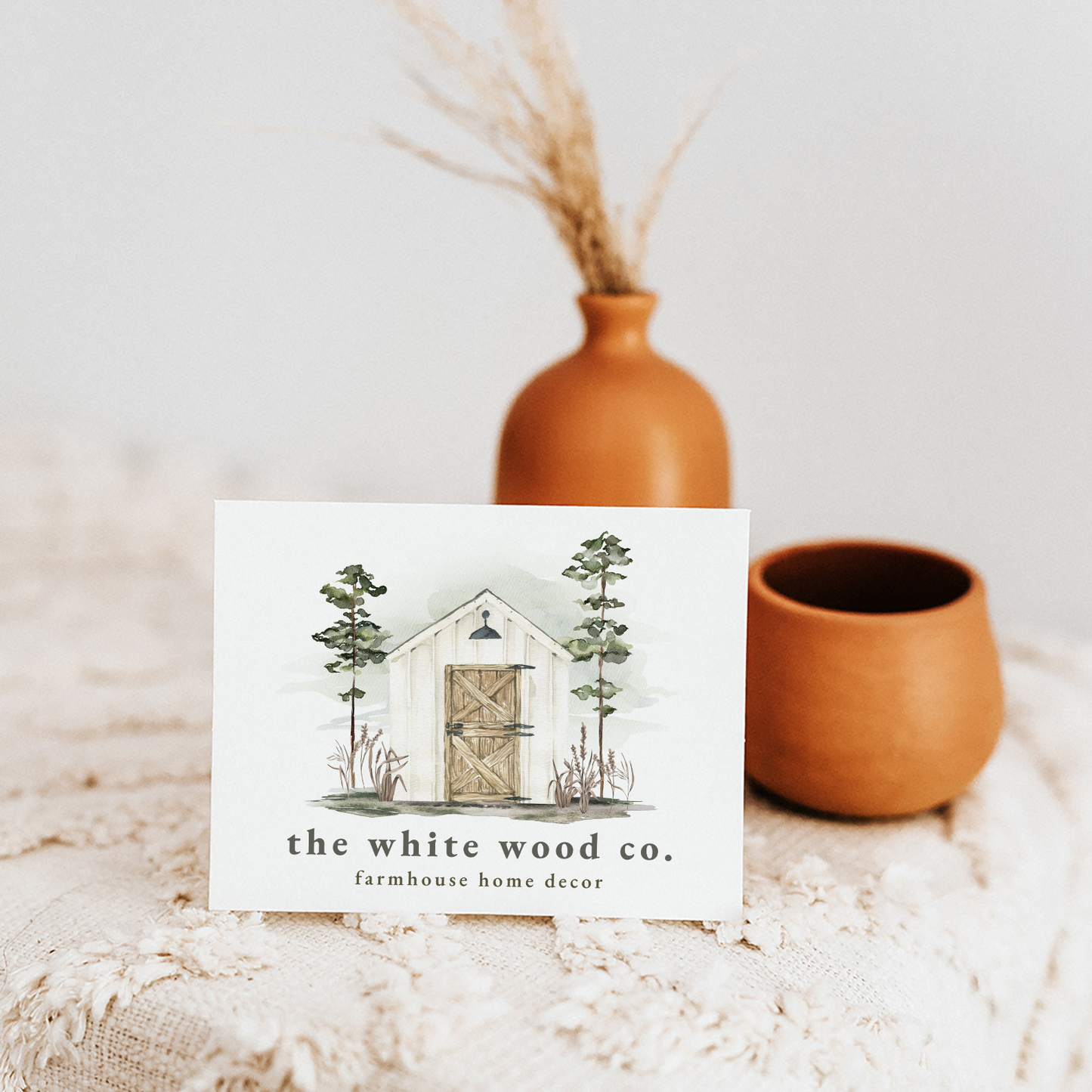 The White Wood Co. | Premade Logo Design | White Barn, Home, She Shed, Real Estate, Farmhouse