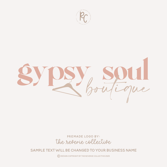 Gypsy Soul Boutique | Premade Logo Design | Modern Boho, Clothes Hanger, Fashion, Bold