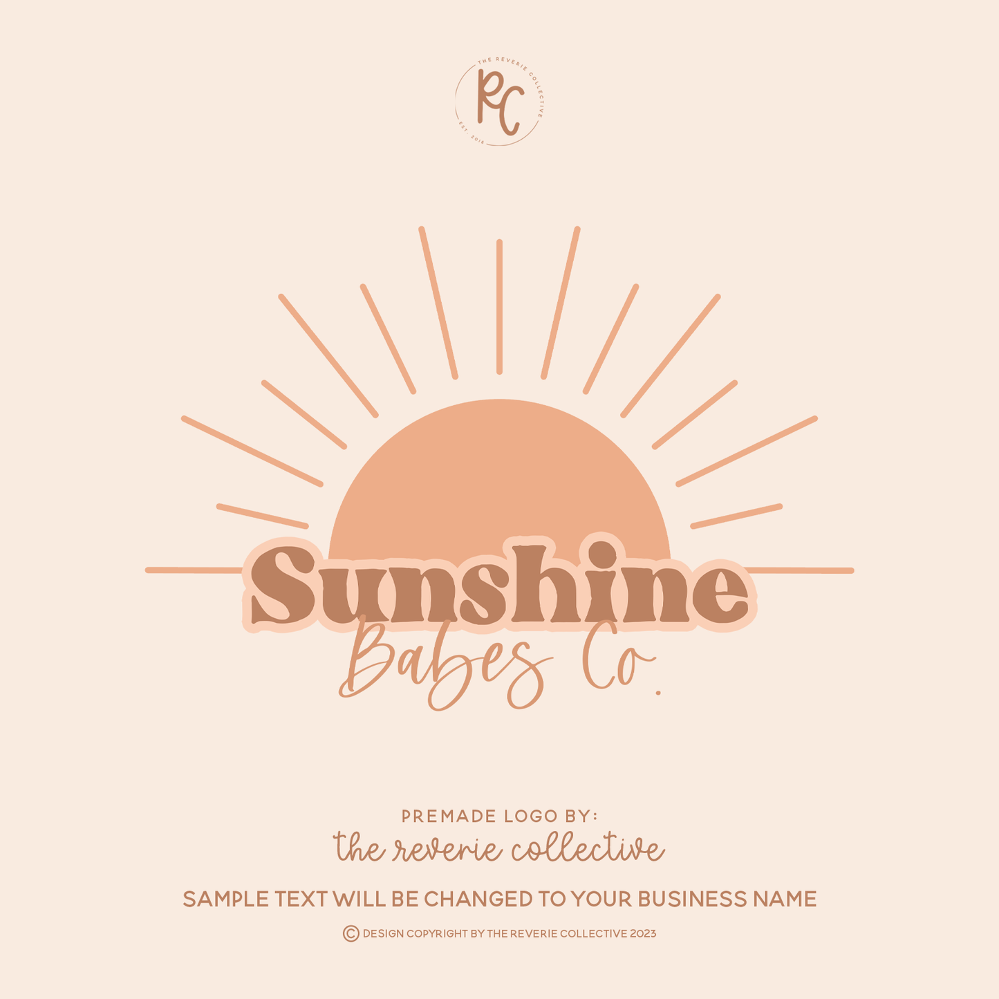 Sunshine Babes Co. | Premade Logo Design | Sun, Boho, Retro, Sunset, Bohemian, Beach