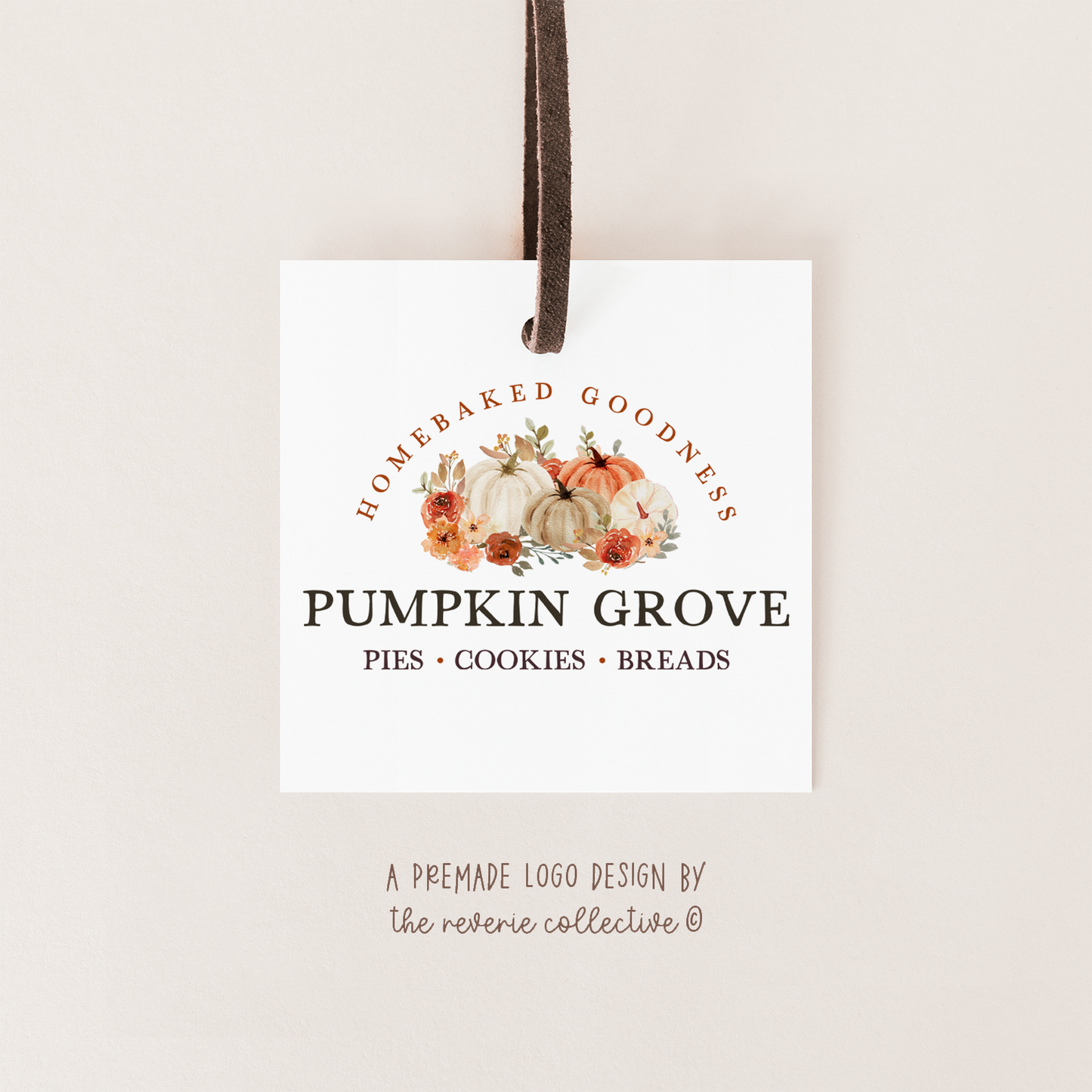 Pumpkin Grove | Premade Logo Design | Pumpkin, Autumn, Fall, Watercolor Floral, Farmhouse