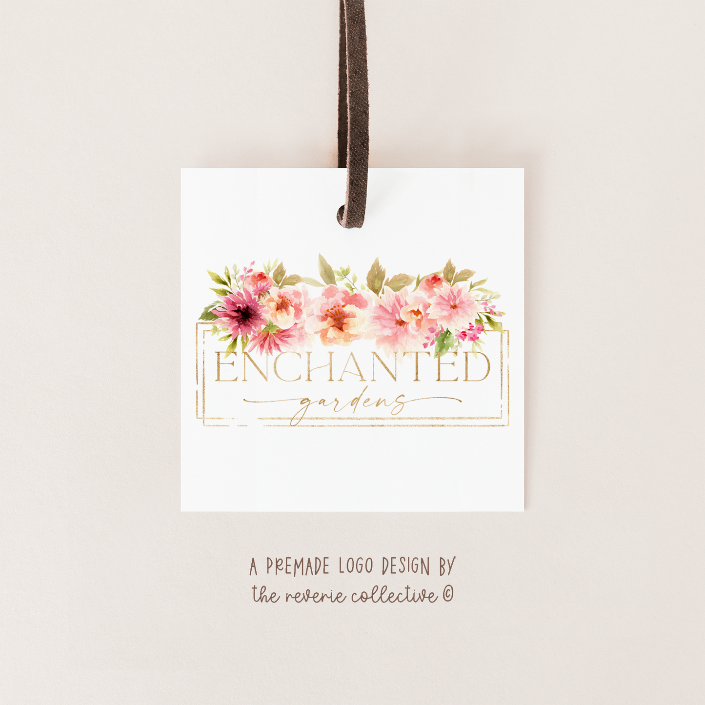 Enchanted Gardens | Premade Logo Design | Flower Bouquet, Dahlia, Peony, Watercolor Floral