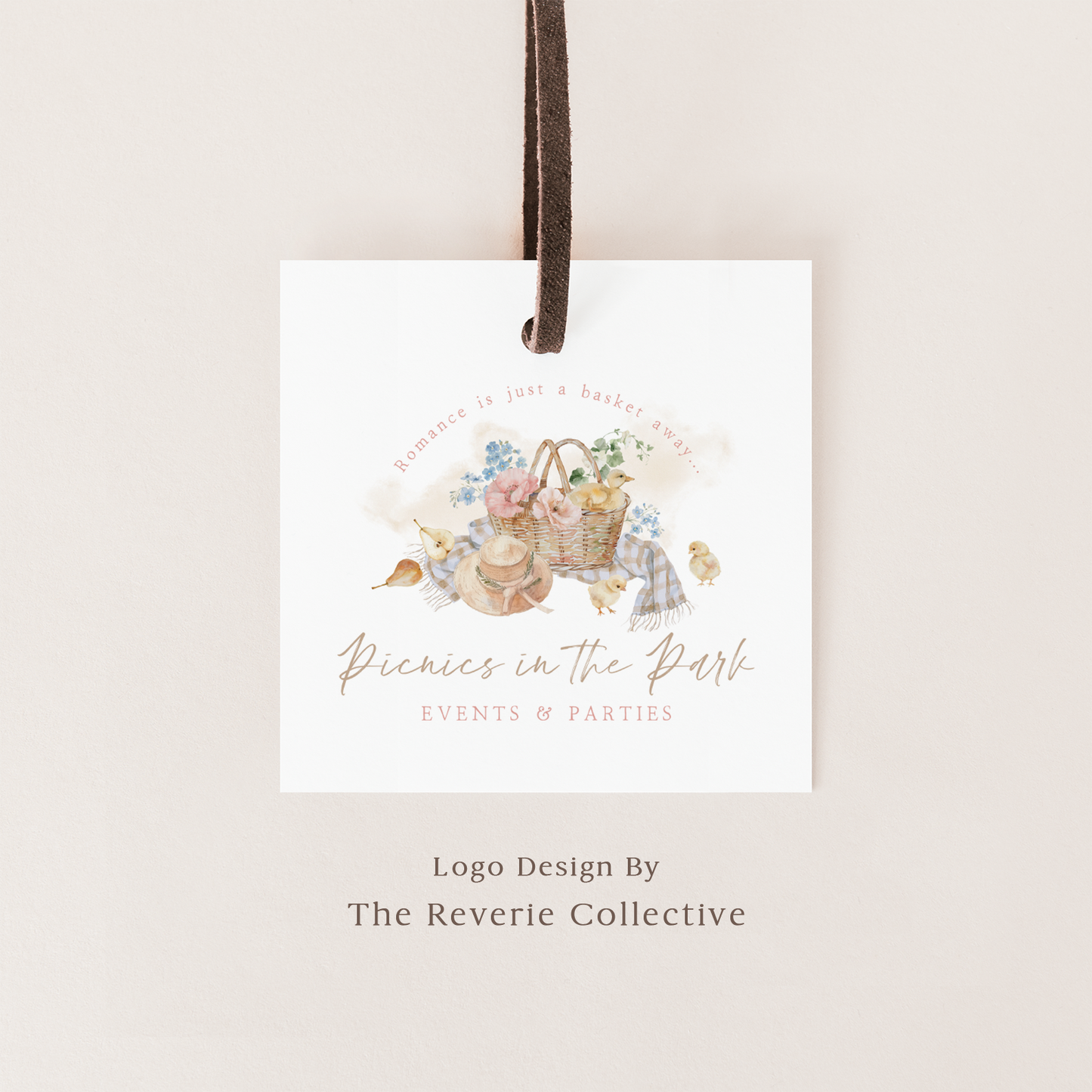 Picnics In The Park | Premade Logo Design | Farmhouse Picnic Basket, Rustic Charcuterie