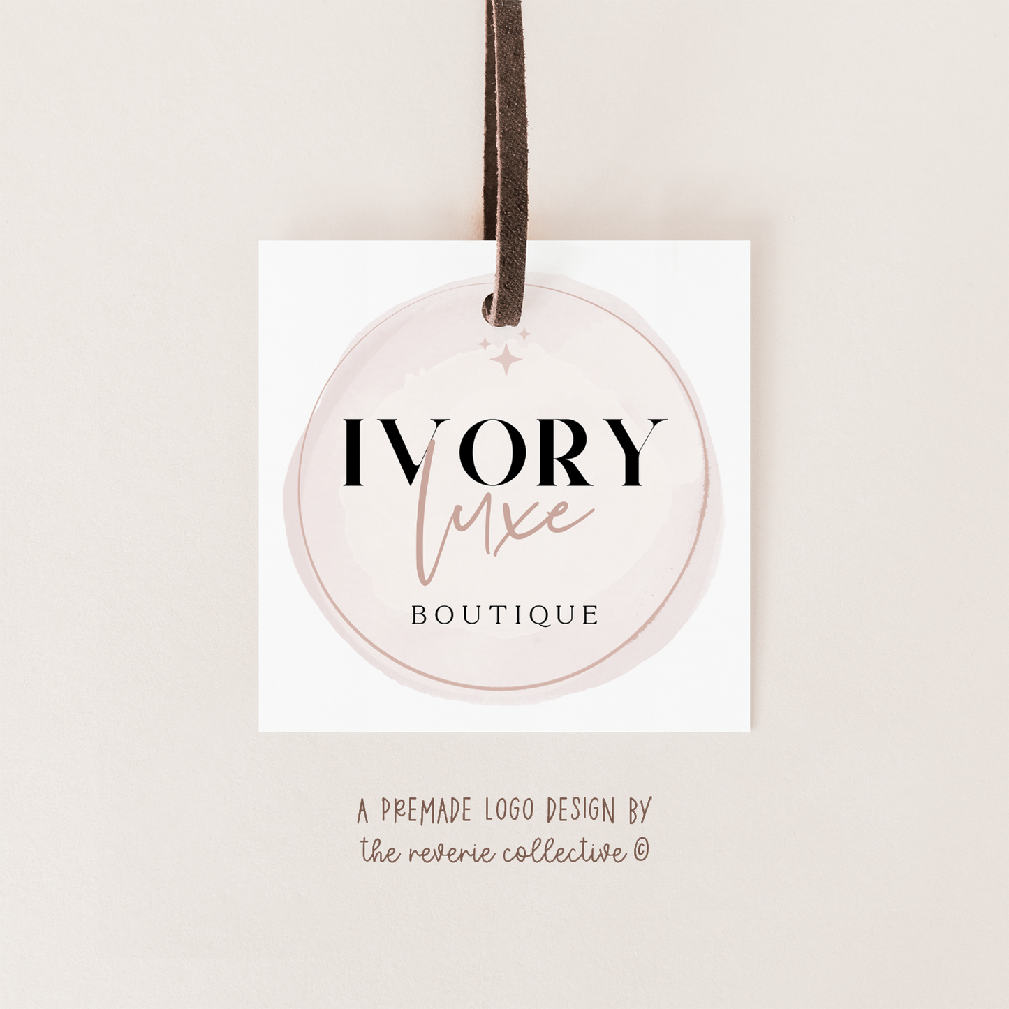 Ivory Luxe | Premade Logo Design | Modern Boho, Sparkle, Watercolor, Circle, Round, Bohemian