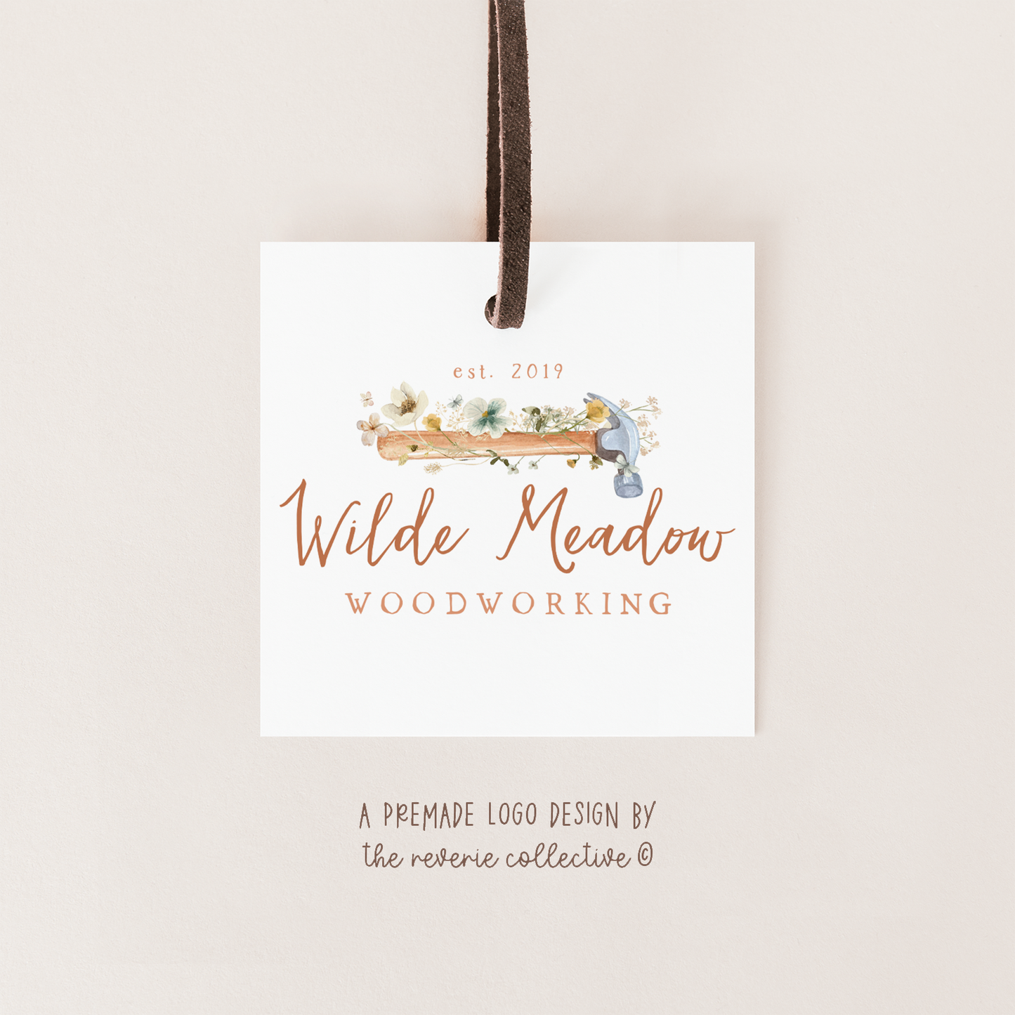 Wilde Meadow | Premade Logo Design | Hammer, Woodworking, Wildflower, Farmhouse