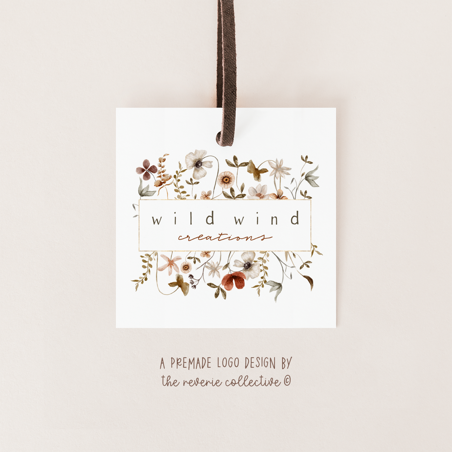 Wild Wind | Premade Logo Design | Wildflower, Autumn Floral, Woodland, Watercolor, Farmhouse