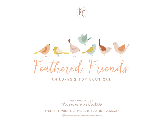 Feathered Friends | Premade Logo Design | Bird, Animal, Childrens, Baby, Whimsical, Kids