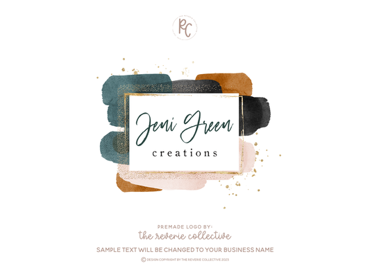 Jeni Green | Premade Logo Design | Modern Abstract, Paint Strokes, Messy Boho, Bohemian