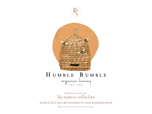Humble Bumble | Premade Logo Design | Bumble Bee, Beehive, Honey, Beekeeper, Bohemian