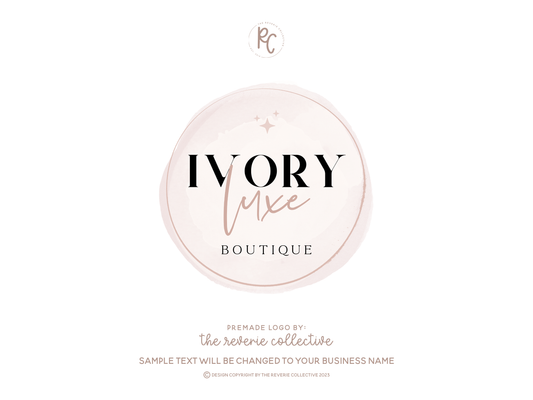 Ivory Luxe | Premade Logo Design | Modern Boho, Sparkle, Watercolor, Circle, Round, Bohemian
